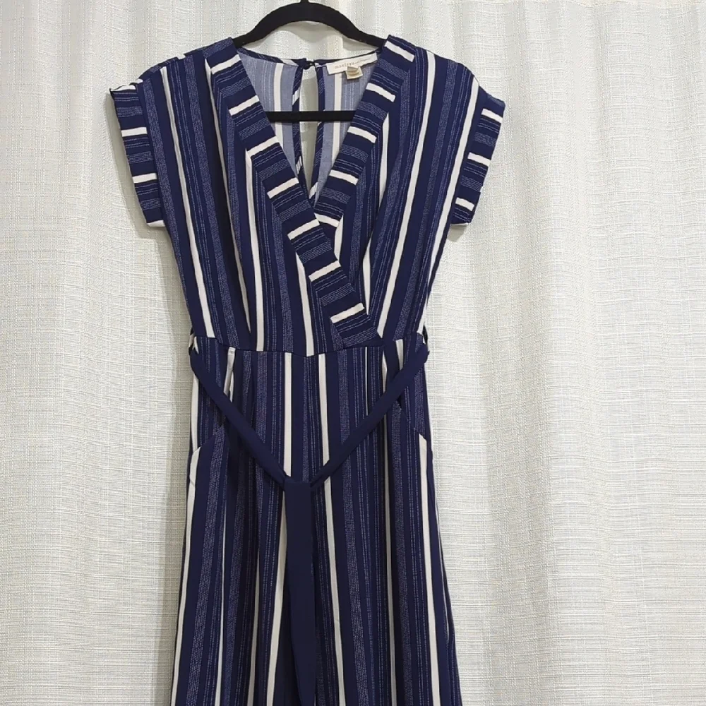 Monteau - Striped Navy Jumpsuit - Size XS - Picture 5 of 16